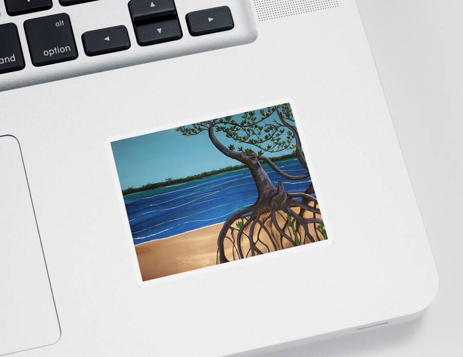Weipa Sticker featuring the painting Evans Landing Mangroves by Joan Stratton