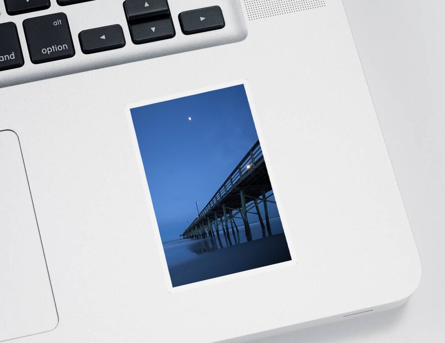 Carolina Coast Sticker featuring the photograph Evening at the Pier - Topsail Island by Mike McGlothlen