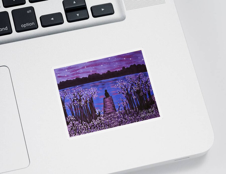 Painting Sticker featuring the painting Evening Meditation by Diamante Lavendar