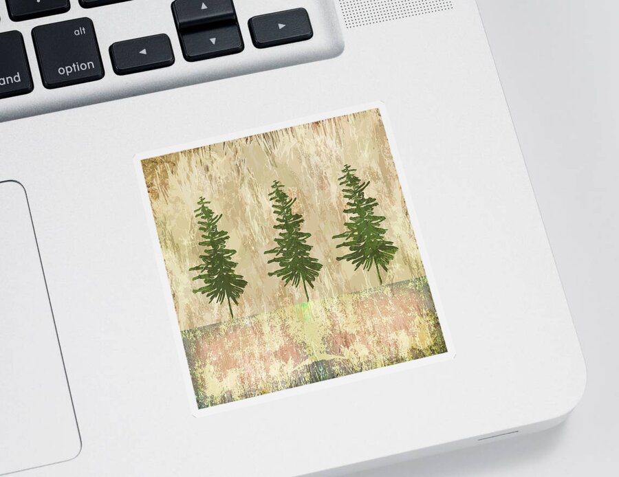 Evergreen Forest Sticker featuring the digital art Evergreen Forest Abstract by Nancy Merkle