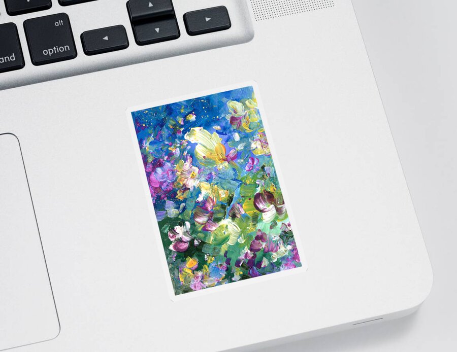Flower Sticker featuring the painting Explosion Of Joy 22 Dyptic 01 by Miki De Goodaboom