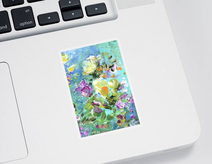 Flower Sticker featuring the painting Explosion Of Joy 22 Dyptic 02 by Miki De Goodaboom