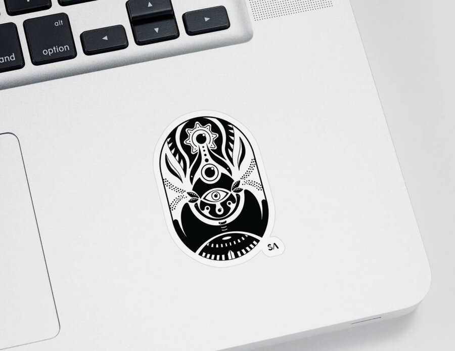 Black And White Sticker featuring the digital art Eyes by Silvio Ary Cavalcante
