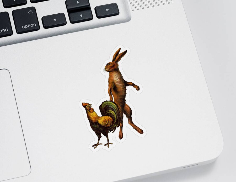Hare Sticker featuring the digital art Fable Animals by Madame Memento
