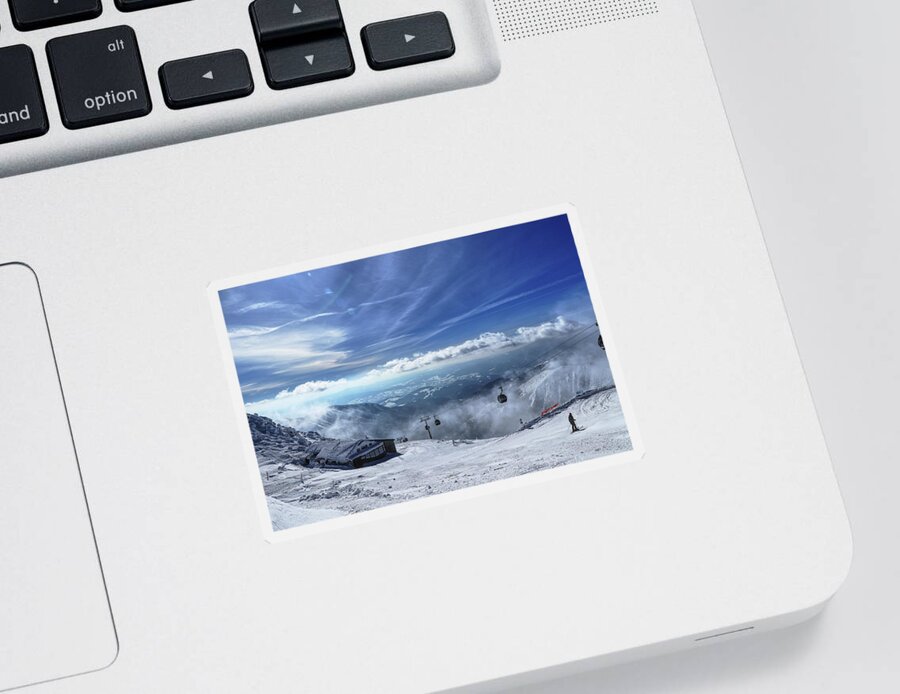 Hoarfrost Sticker featuring the photograph Fairy-tale view on cottage in Chopok in Low Tatras by Vaclav Sonnek