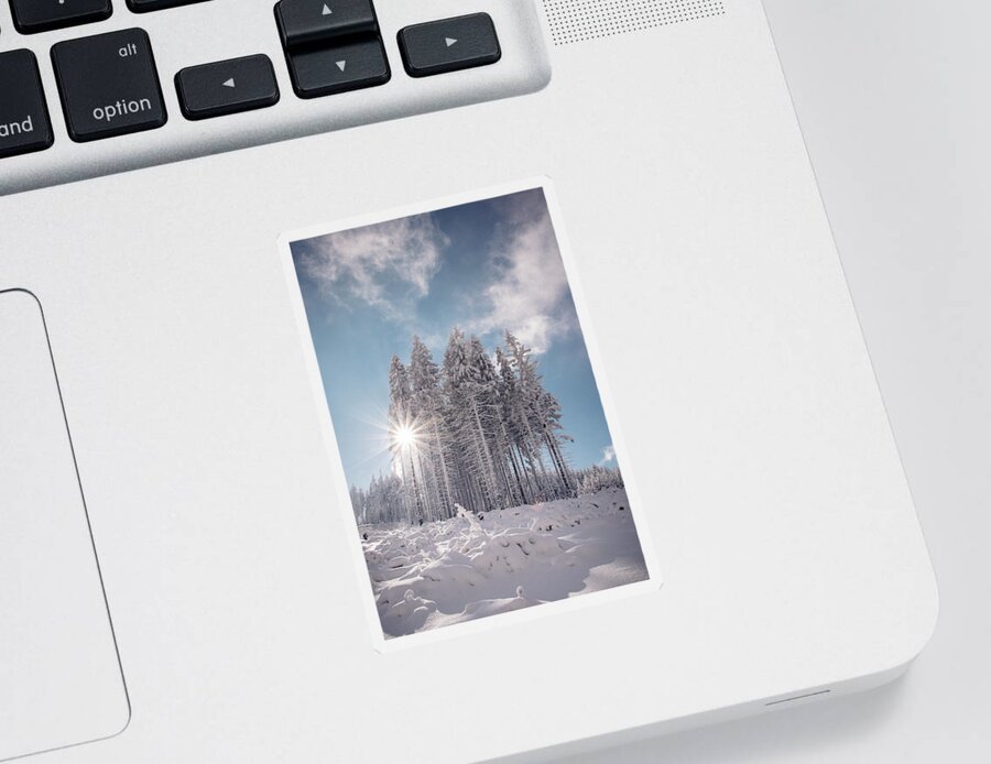 Highlands Sticker featuring the photograph Fairy-tale wilderness covered in snow by Vaclav Sonnek