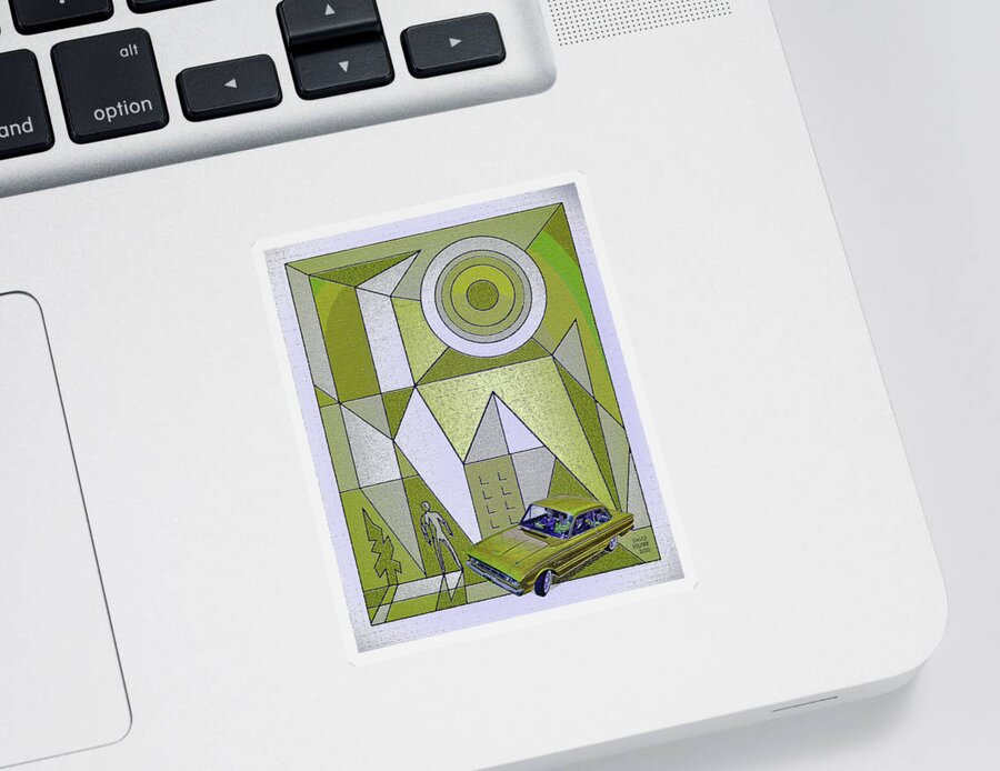 Falconer Sticker featuring the digital art Falconer / Gold Falcon by David Squibb