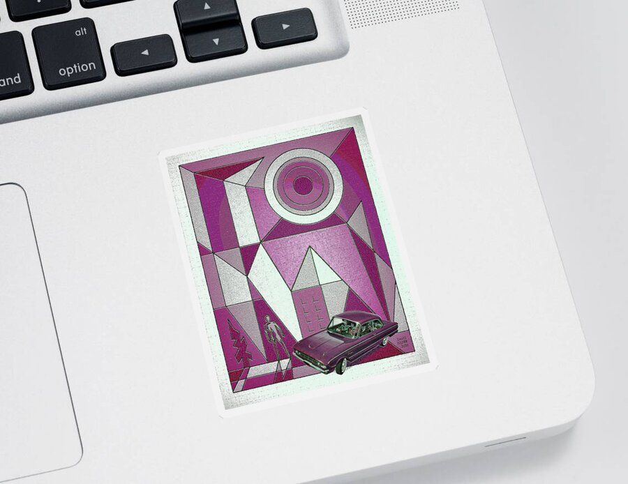 Falconer Sticker featuring the digital art Falconer / Purple Falcon by David Squibb