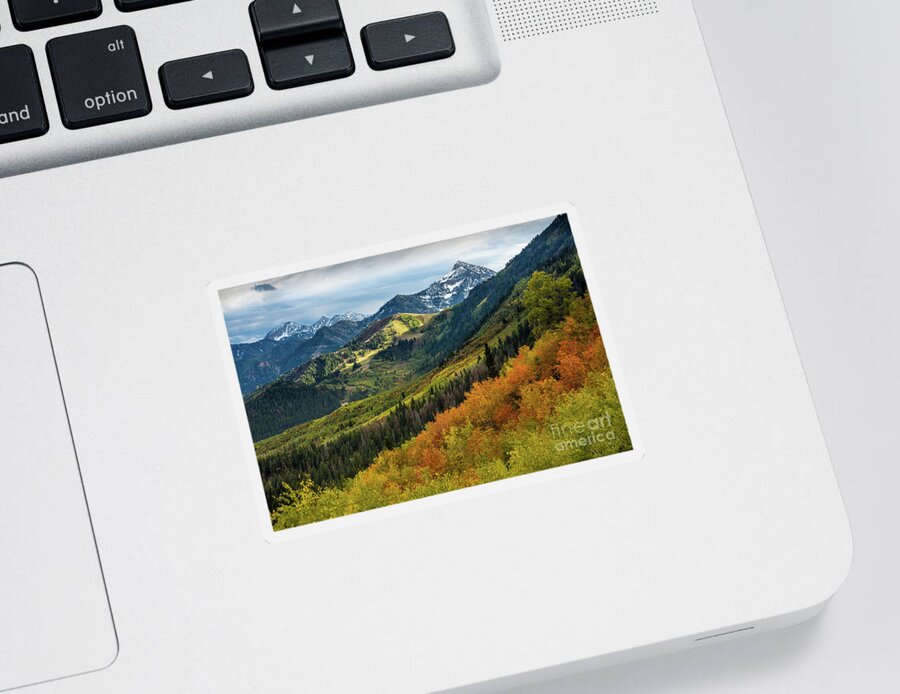 Wasatch Mountains Sticker featuring the photograph Fall at Cascade Peak and Sundance from Alpine Loop 2 by Gary Whitton