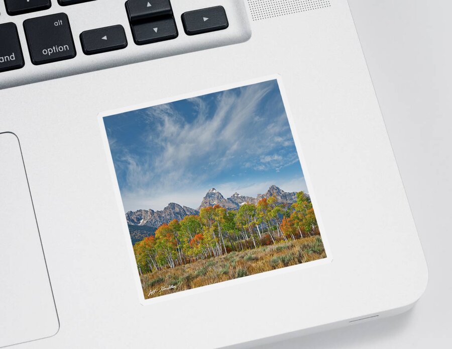 Aspen Sticker featuring the photograph Fall Colors in the Tetons by Jeff Goulden