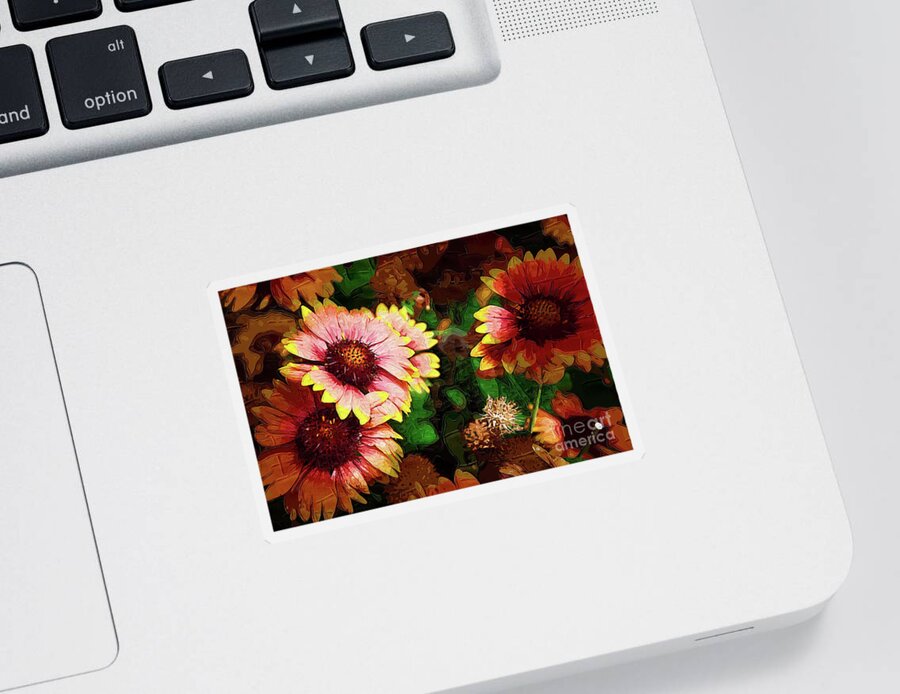 Flowers Sticker featuring the digital art Fall Flowers In Impasto by Kirt Tisdale