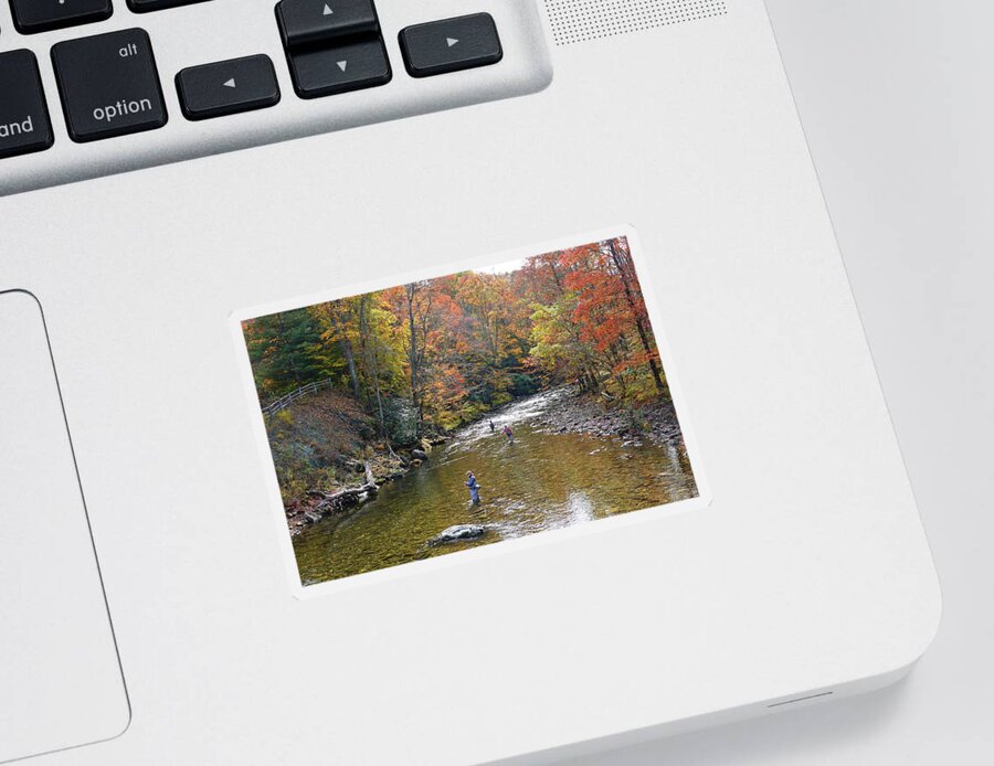 Fly Fishing Sticker featuring the photograph Fall Fly Fishing by Mike McGlothlen