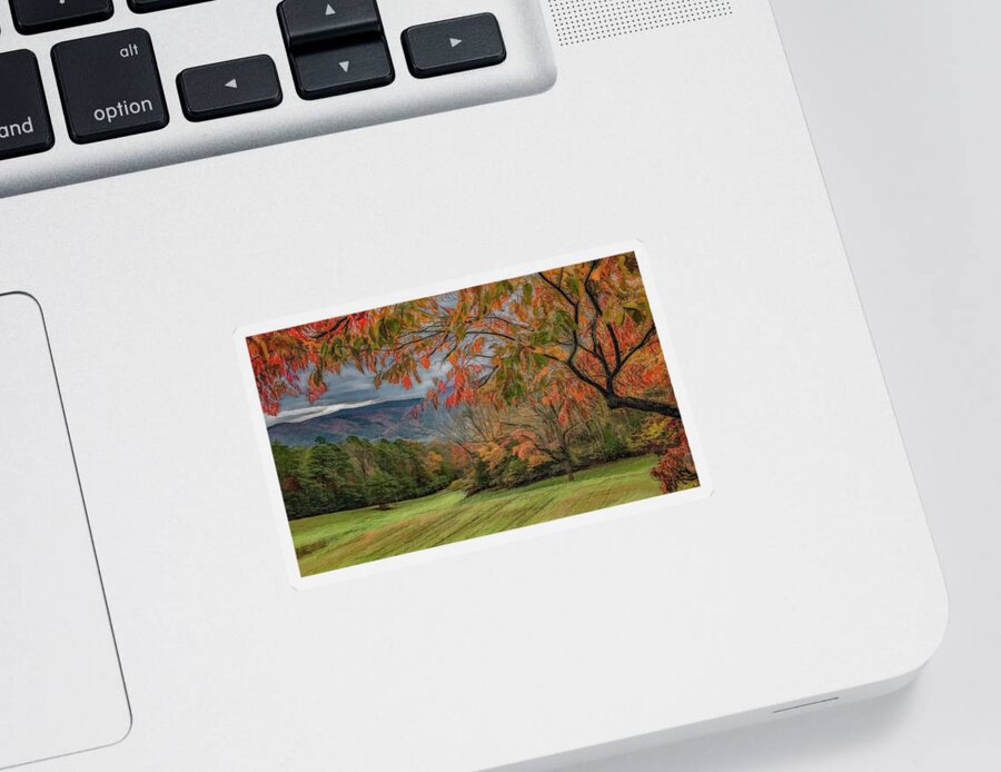 Cades Cove Sticker featuring the photograph Fall in the Cove, Stylized by Marcy Wielfaert