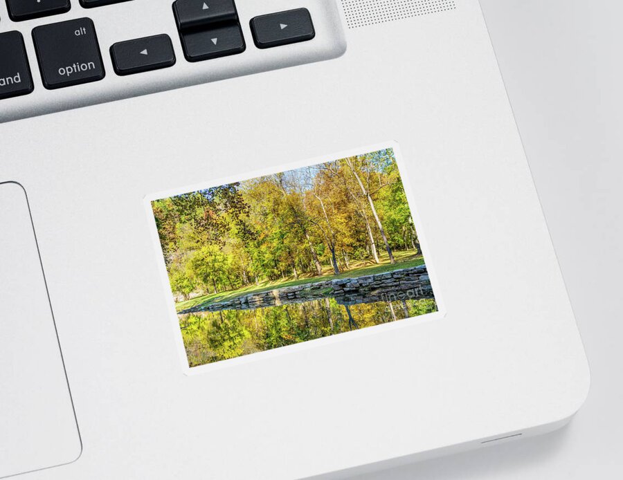 Ozarks Sticker featuring the photograph Fall Trees Creek Reflections by Jennifer White