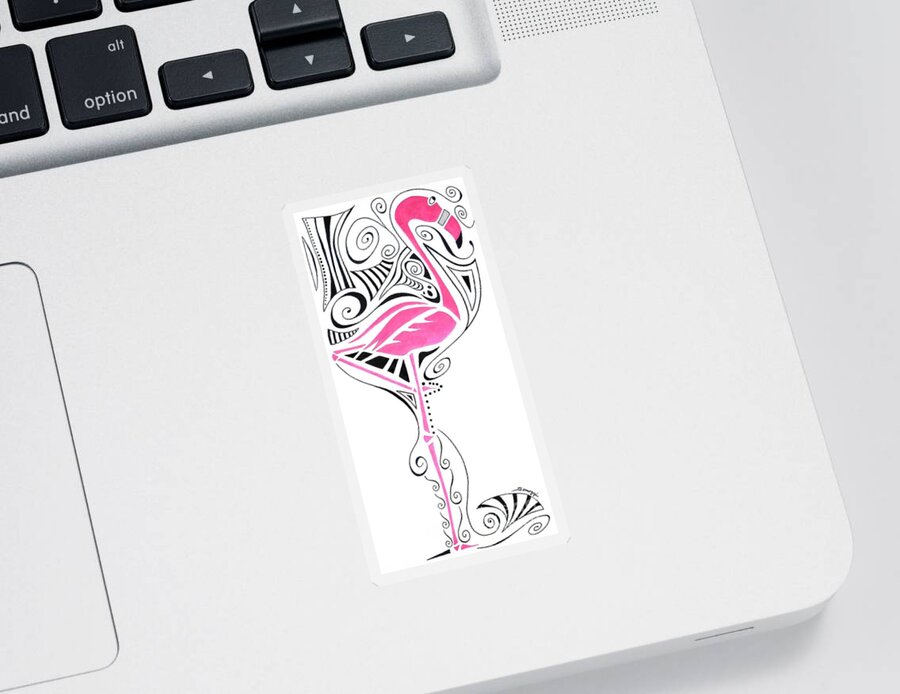 Flamingo Sticker featuring the painting Fanciful Flamingo by Jayne Somogy