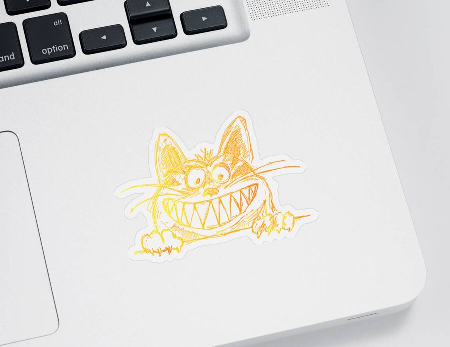 Fantasy Scary Smiling Cat Face Smile Spooky Cat Drawing Hand Drawn
