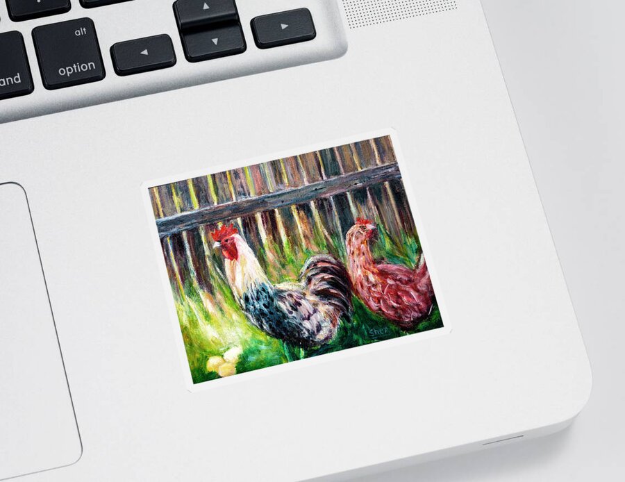 Art - Acrylic Sticker featuring the painting Farm Yard Chicken - Acrylic Art by Sher Nasser