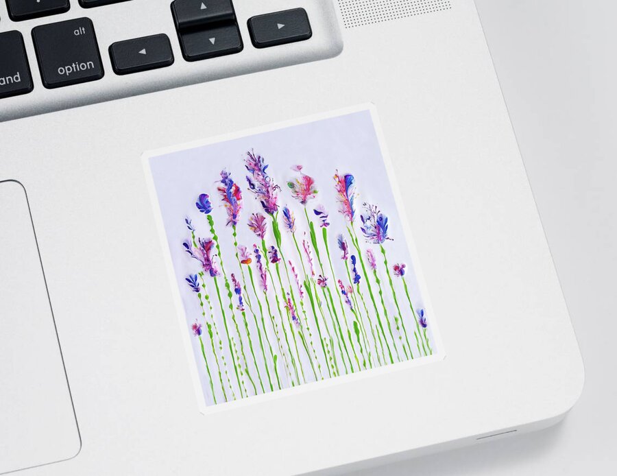 Colorful Flowers Sticker featuring the painting February flowers by Deborah Erlandson