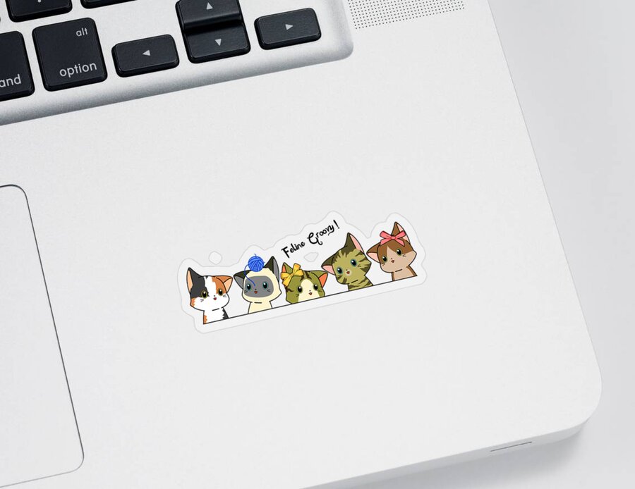 Cats Sticker featuring the digital art Feline Groovy by Miki De Goodaboom
