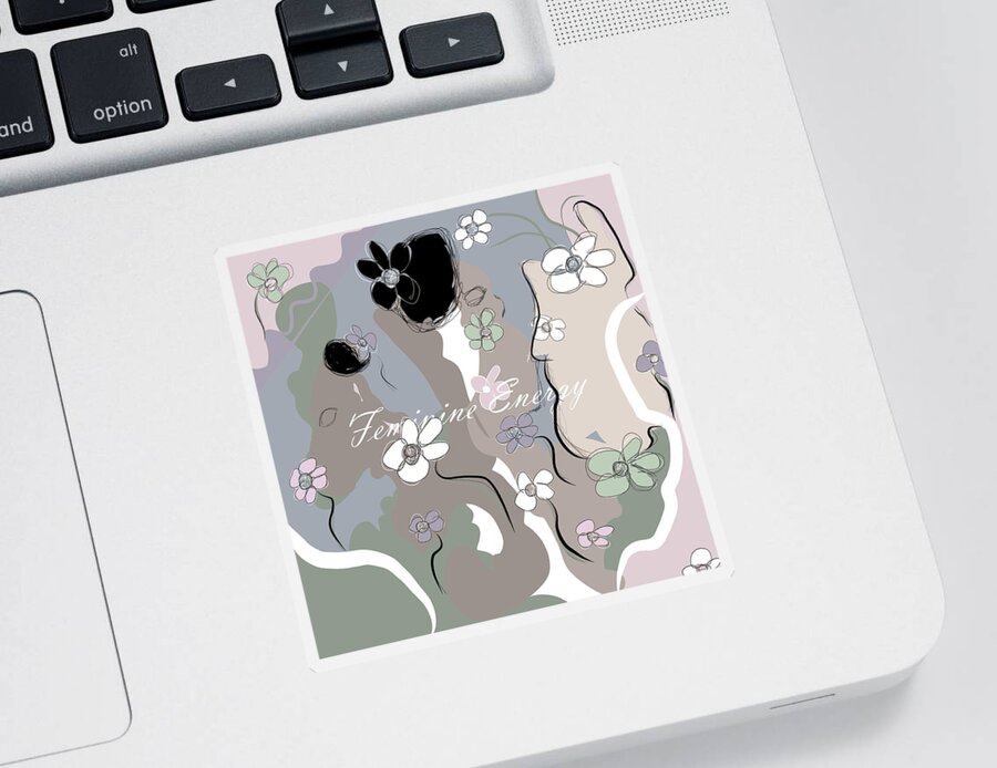 Feminine Sticker featuring the digital art Feminine Energy by Amber Lasche