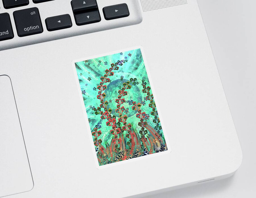 Ferns Sticker featuring the digital art Ferns and Foxgloves by Peggy Collins