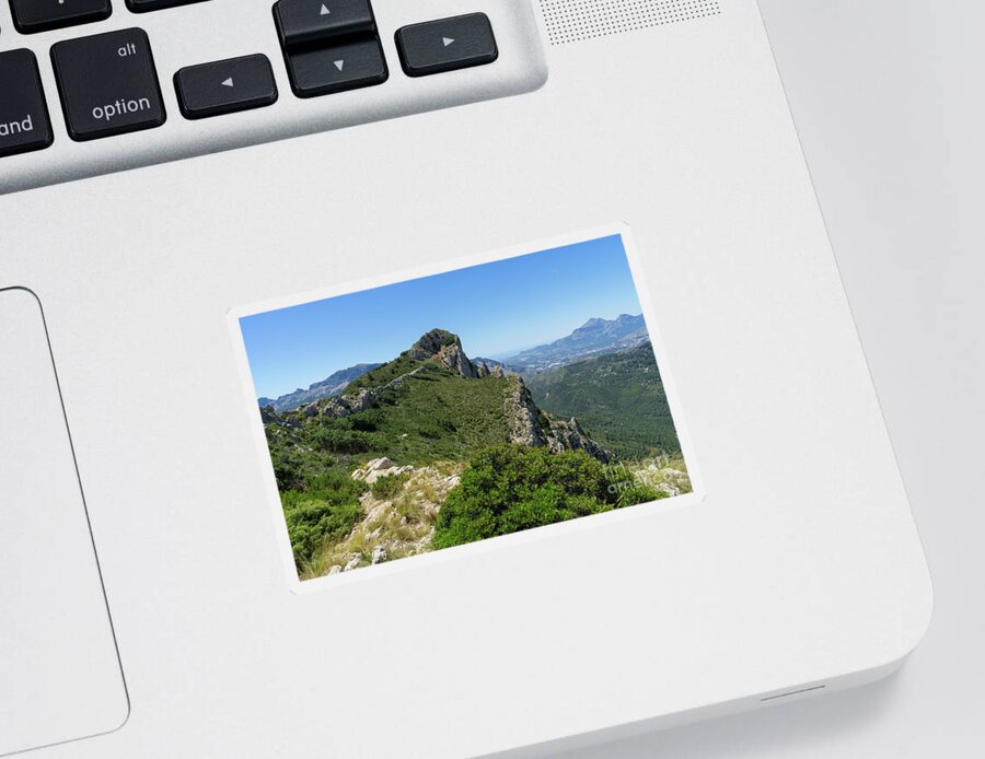 Mountain Sticker featuring the photograph Ferrer mountain ridge and view of Puig Campana by Adriana Mueller