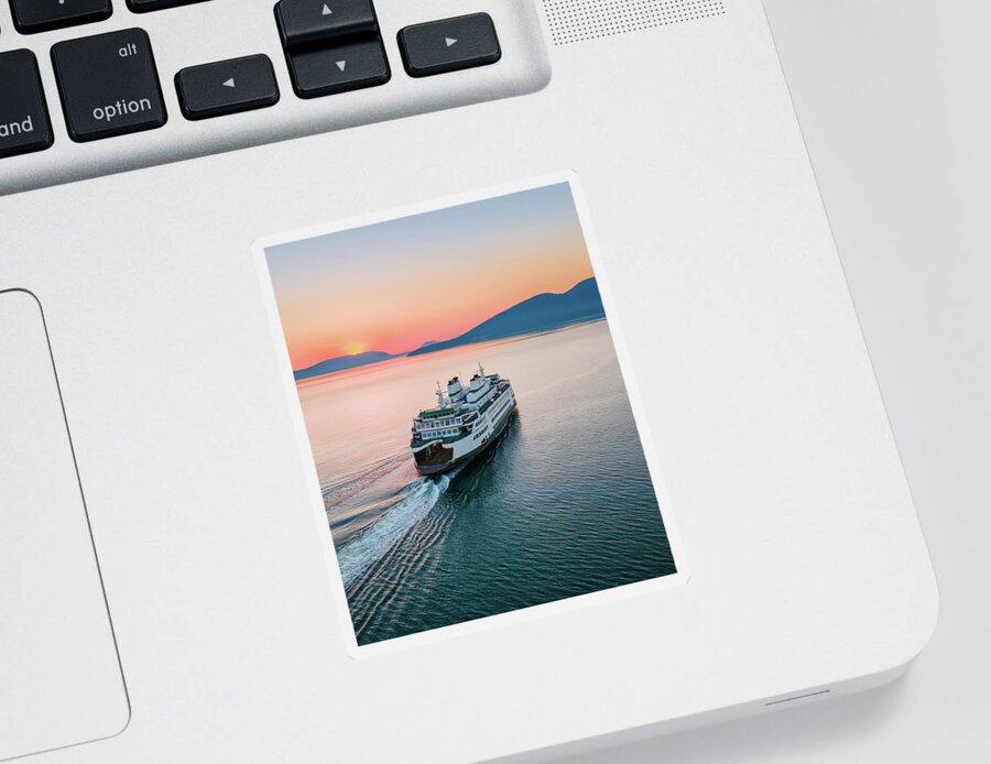 Sunset Sticker featuring the photograph Ferry Sunset by Michael Rauwolf