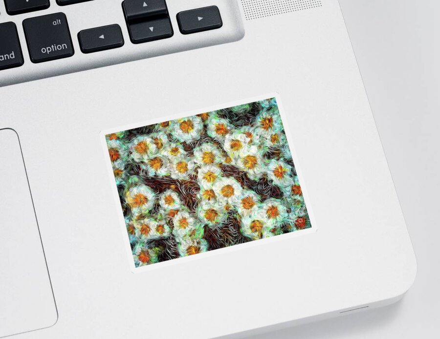 Daisy Sticker featuring the digital art Field of Daisies by Phil Perkins