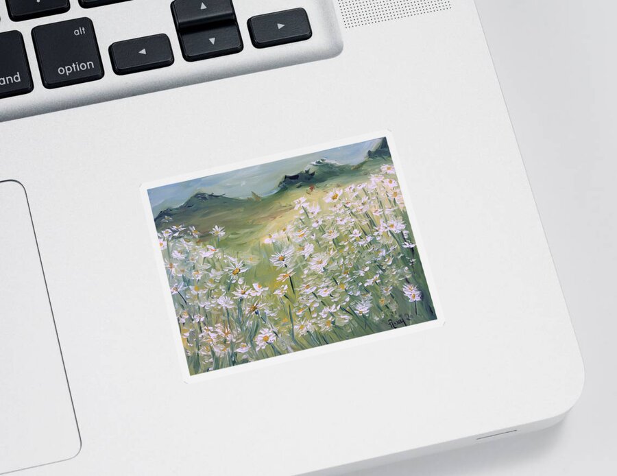 Daisy Sticker featuring the painting Field of Daisies by Roxy Rich