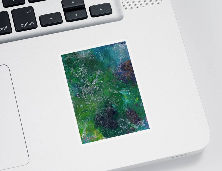 Abstract Green Fields Sticker featuring the painting Fields by Kasha Ritter