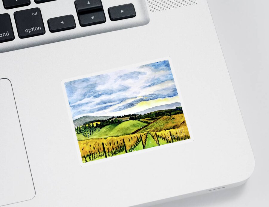 Eileen Kelly Sticker featuring the painting Fields of Tuscany by Eileen Kelly