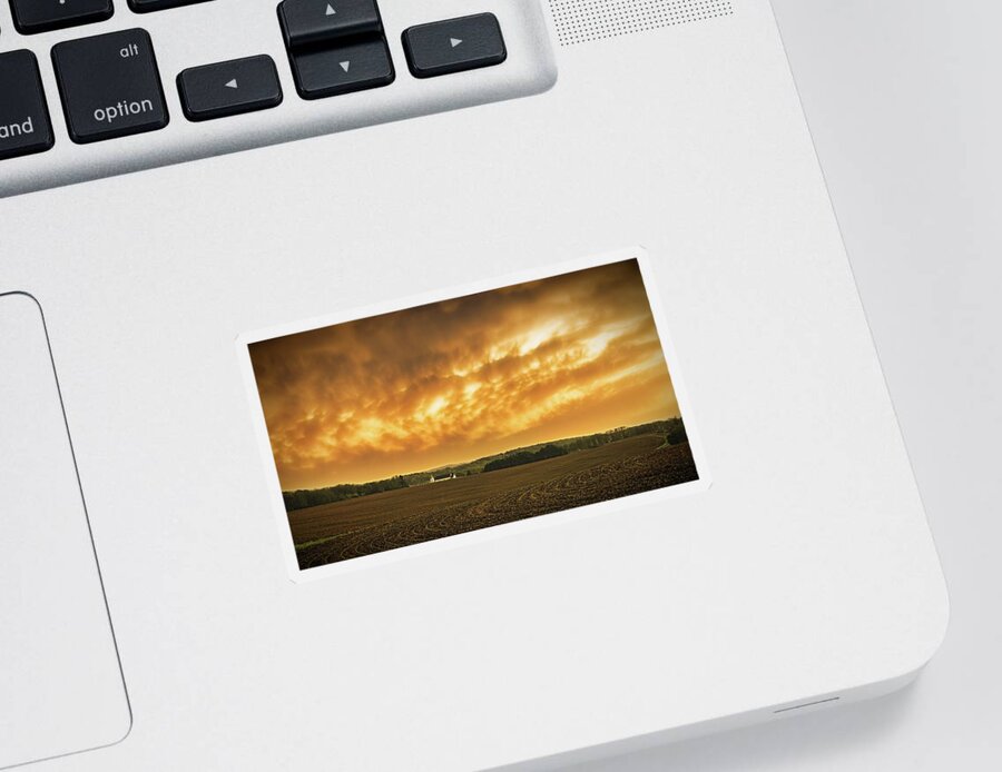 Sunset Sticker featuring the photograph Fiery Skies Over Pennsylvania Landscape by Jason Fink