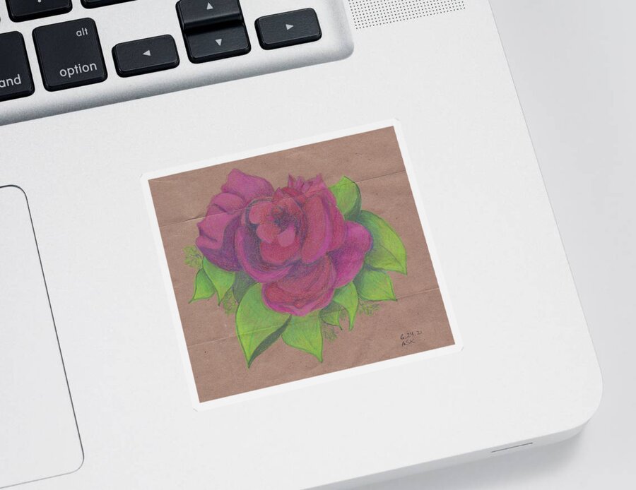 Rose Sticker featuring the drawing Finding the Extraordinary by Anne Katzeff