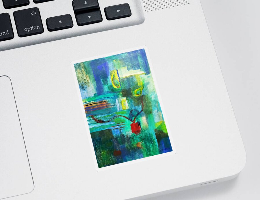 Abstract Sticker featuring the painting Fish Eyed by Christine Bolden