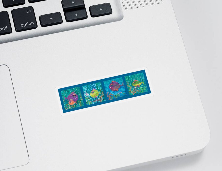 Fish School Sticker featuring the digital art Fish School by Tanielle Childers