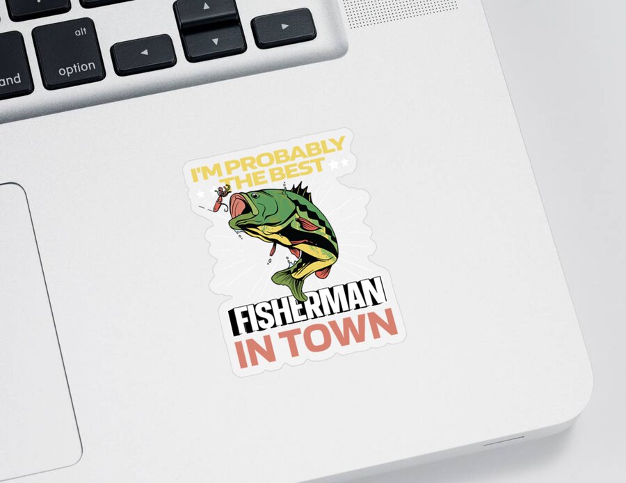 Fishing Sticker featuring the digital art Fishing Bass - Angler Angling Fisherman by Crazy Squirrel