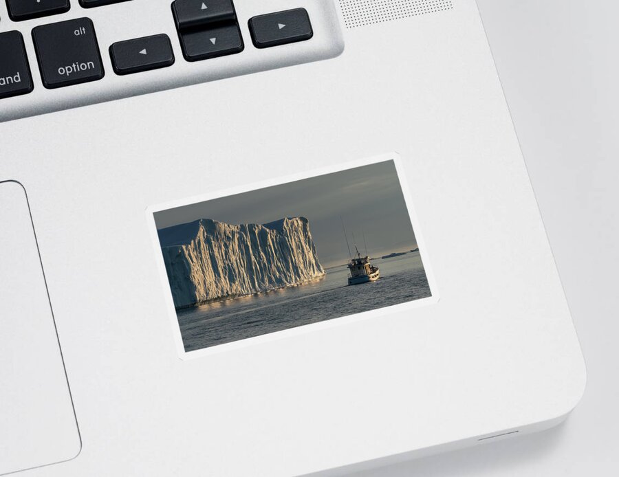 Disco Bay Sticker featuring the photograph Fishing boat in Disco bay by Anges Van der Logt