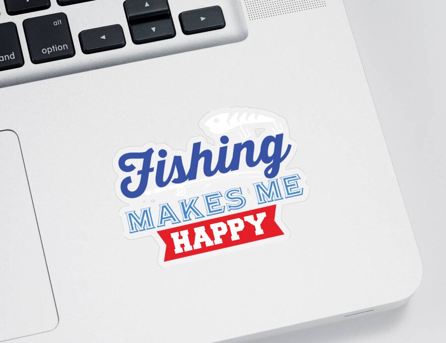 Oil On Canvas Sticker featuring the digital art Fishing Makes Me Happy_png by Celestial Images