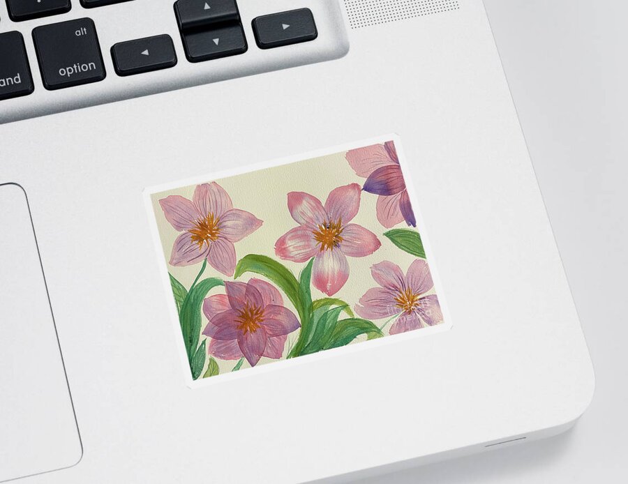 Flower Sticker featuring the painting Five Flowers by Lisa Neuman