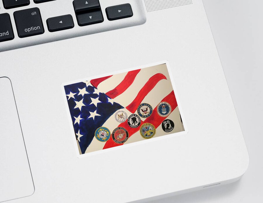  Sticker featuring the mixed media Flag by Angie ONeal