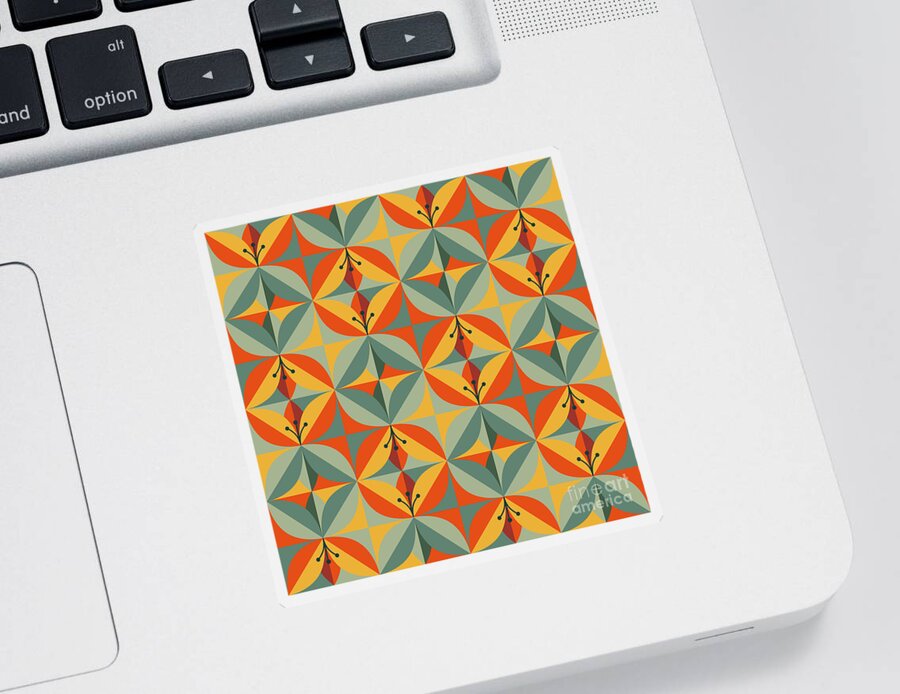 Interior Design Sticker featuring the photograph Flat abstract flower design seamless background by Jane Rix
