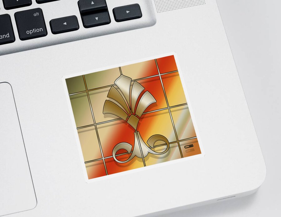 Staley Sticker featuring the digital art Fleur de Lis - Grid by Chuck Staley