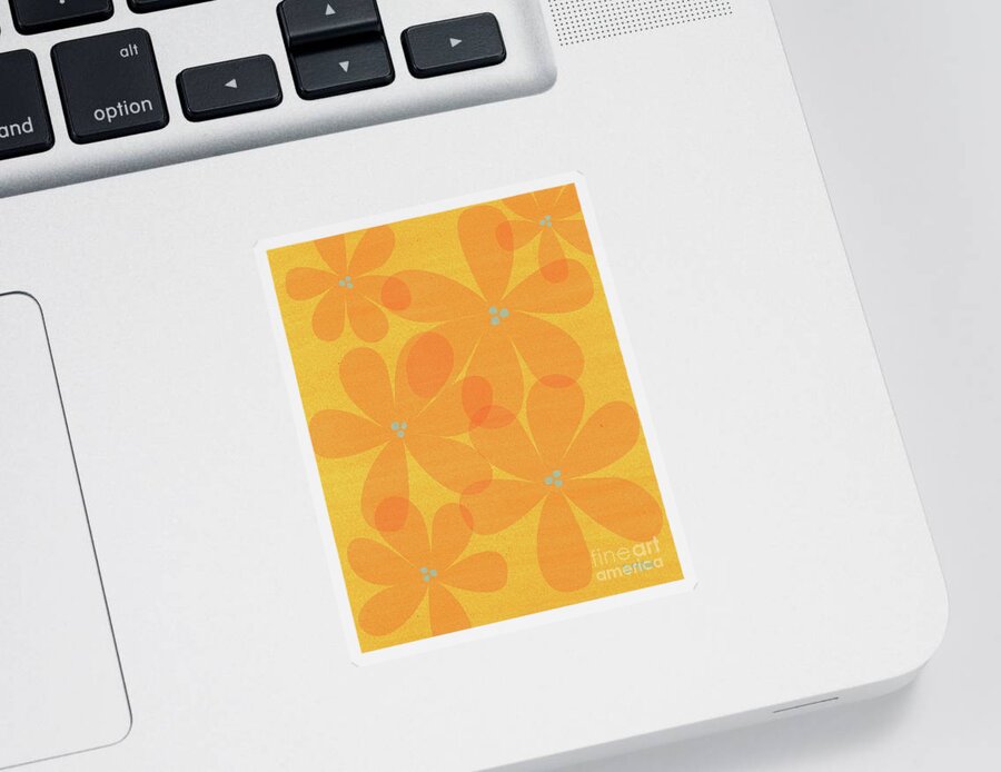 Mixed Media Sticker featuring the mixed media Floral Abstract in Yellow Orange by Donna Mibus