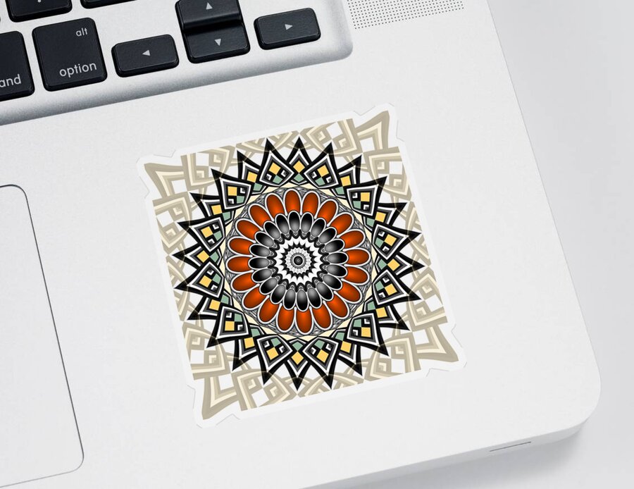 Abstract Sticker featuring the digital art Floral-like mandala by Gaspar Avila