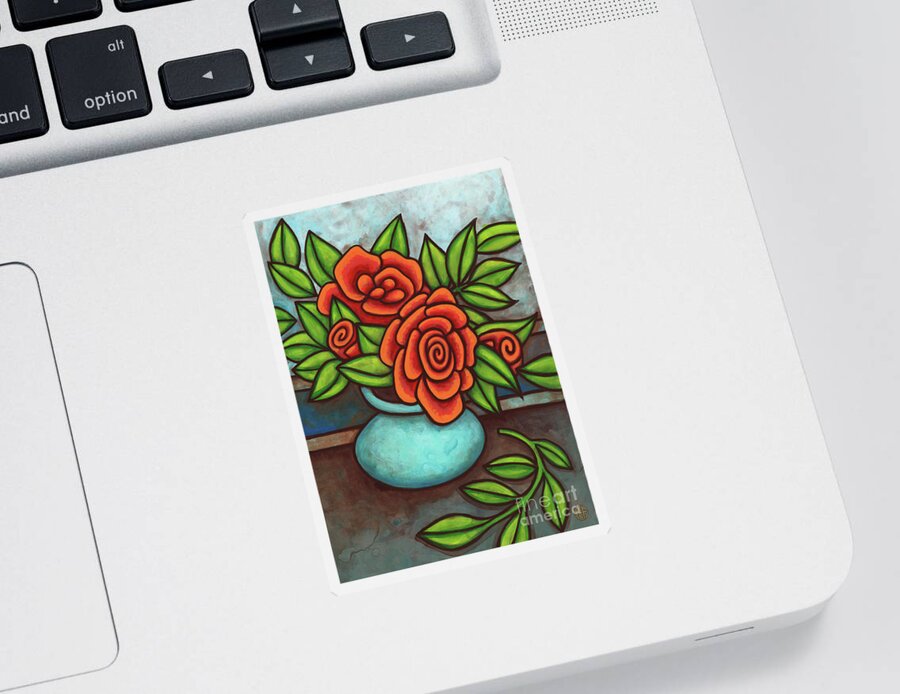 Vase Of Flowers Sticker featuring the painting Floravased 24 by Amy E Fraser