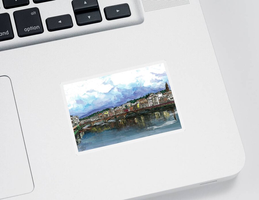 Florence Skyline Sticker featuring the painting Florence at a Distance by Eileen Backman