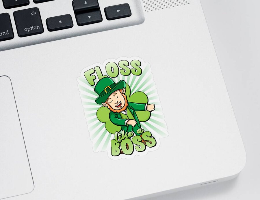 Cool Sticker featuring the digital art Floss Like a Boss St Patricks Day Leprechaun by Flippin Sweet Gear