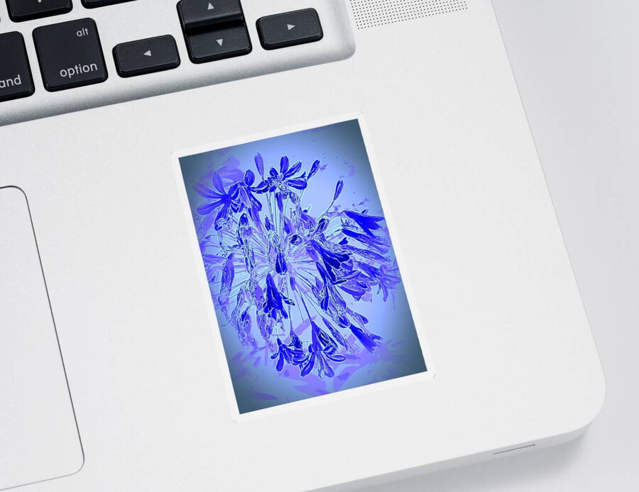 Plant Sticker featuring the photograph Flower Cluster in Blue by Loraine Yaffe