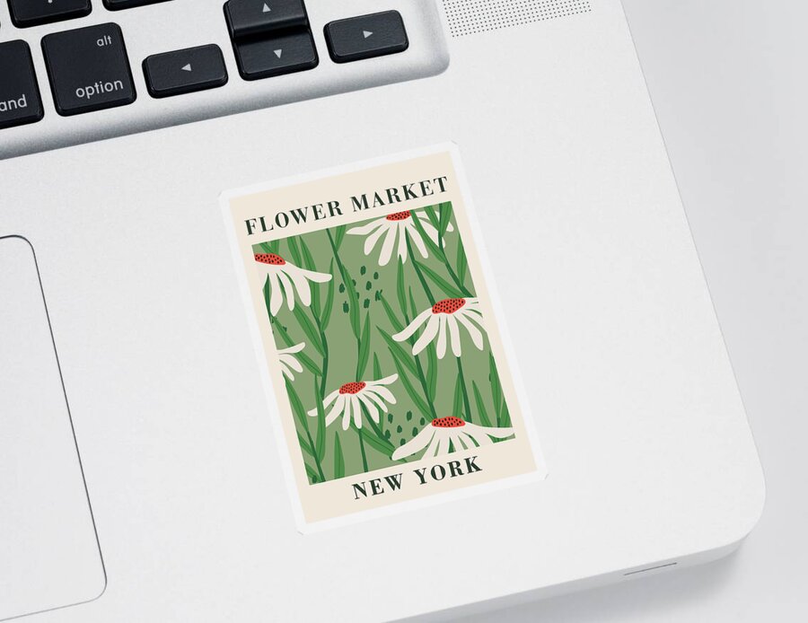 Flower Market Sticker featuring the painting Flower Market New York Retro Botanical by Modern Art