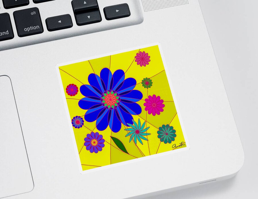 Wall Art Sticker featuring the digital art Flower Power by Callie E Austin